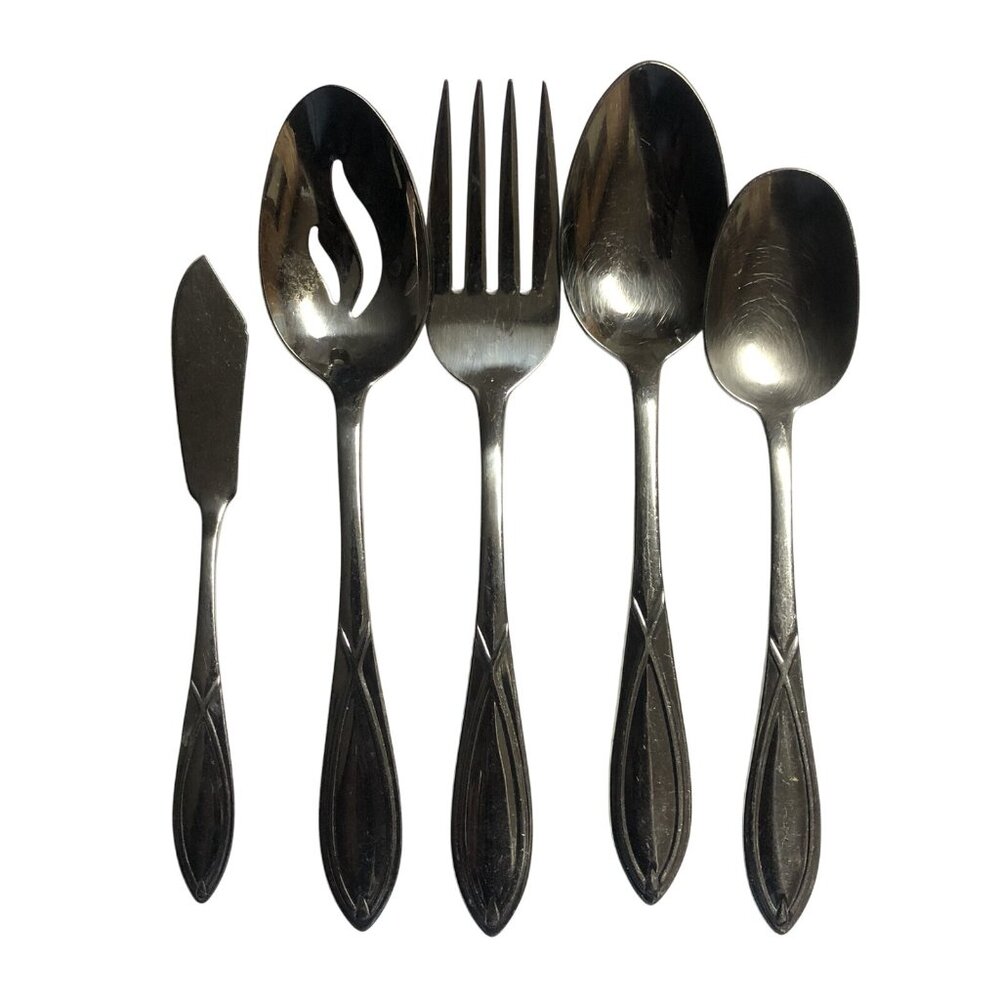 Vista By Wallace Silver Stainless Steel 18 8 Glossy Serving Pieces 1 Oval Spoon